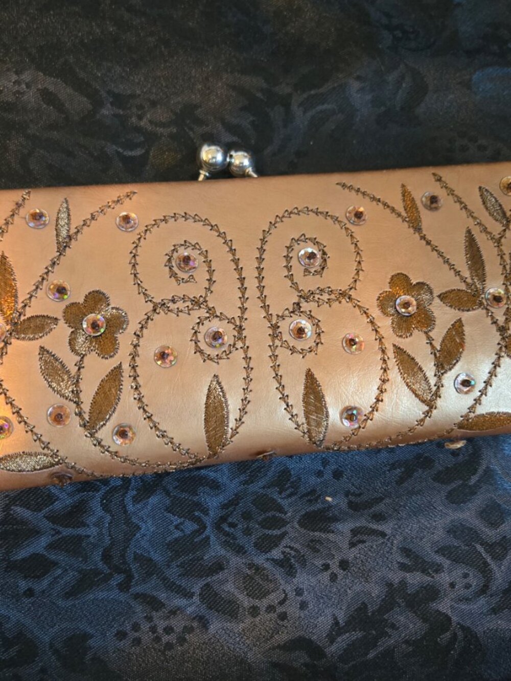 Vintage (60s) BIJOUX TERNER Embroidered & Sequined Clutch Purse RARE FIND
